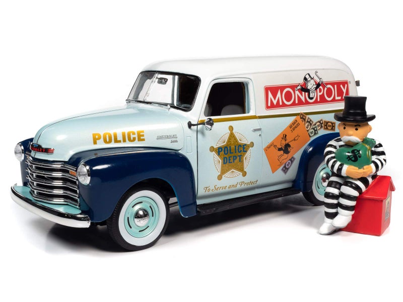 AW AUTO WORLD لوحة توصيل شيفروليه من أوتو وورلد مونوبولي 1948 مع شكل راتينج 1:18 - Image 1